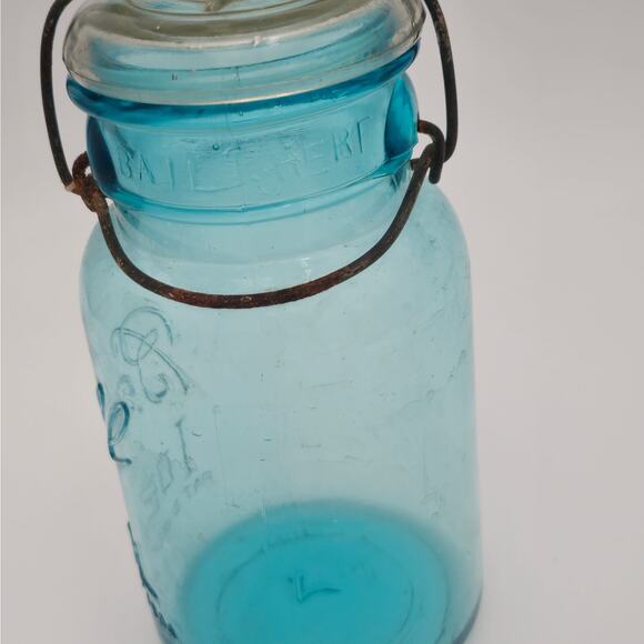 Vintage 1‎ Qt Blue Ball Ideal Mason Glass 1908 - Picture 4 of 9